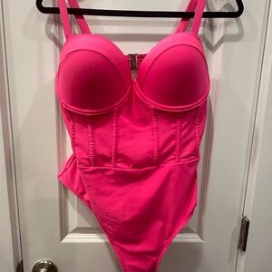 Hot Pink Corset One Piece Swimsuit